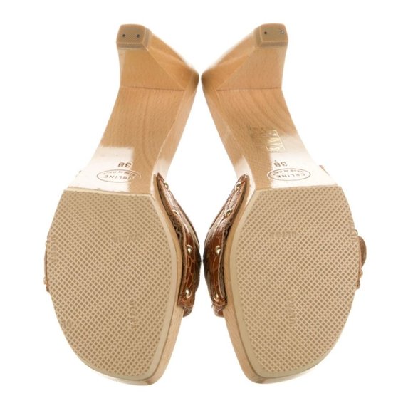 CELINE Leather Slide Mule Clog Size:38 Brown embossed croc leather - Picture 6 of 6